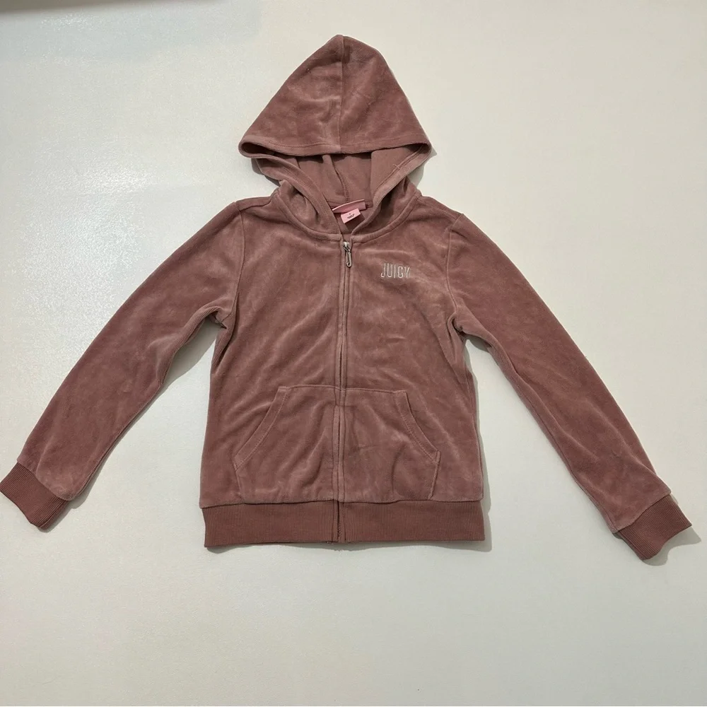 Juicy Couture Mauve Pink Velour Two Piece Front Zip Track Suit Girls Size 7